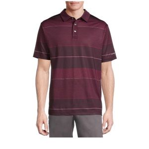 Men's Performance Print Polo Golf Shirt from Ben Hogan, Burgundy Herringbone